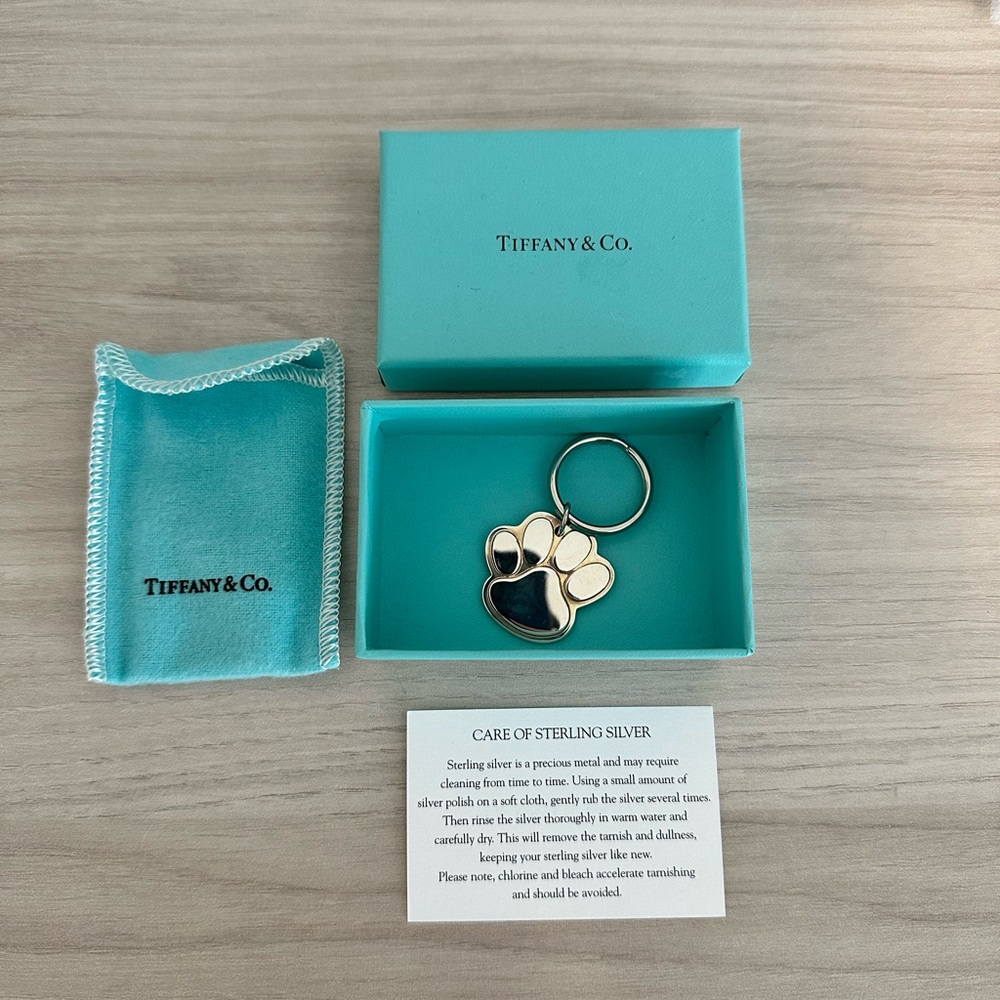 Tiffany & Co. sterling silver paw print keychain